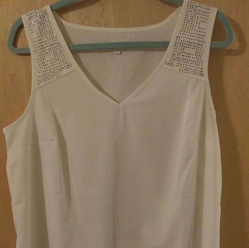 Charming Charlie's White Tank Blouse with Sequins